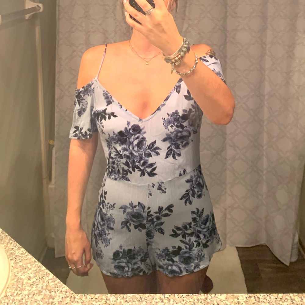 Blue floral off the shoulder romper - Kendall & Kylie brand